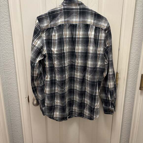 Carhartt Relaxed Fit Plaid Flannel Shirt Mens L Gray Orange Midweight - Picture 5 of 5